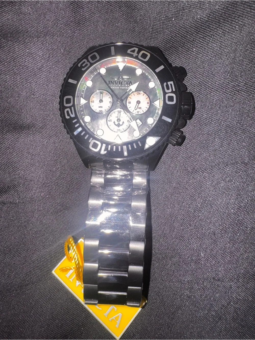 Invicta Black Men’s Chronograph Ocean Voyage Watch w/Iridescent Dial 48602 52mm